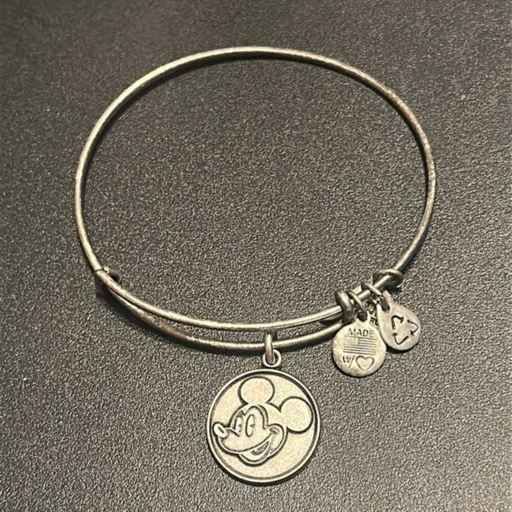 Alex and Ani Mickey Mouse Disney Silver Charm Bracelet with Adjustable Design